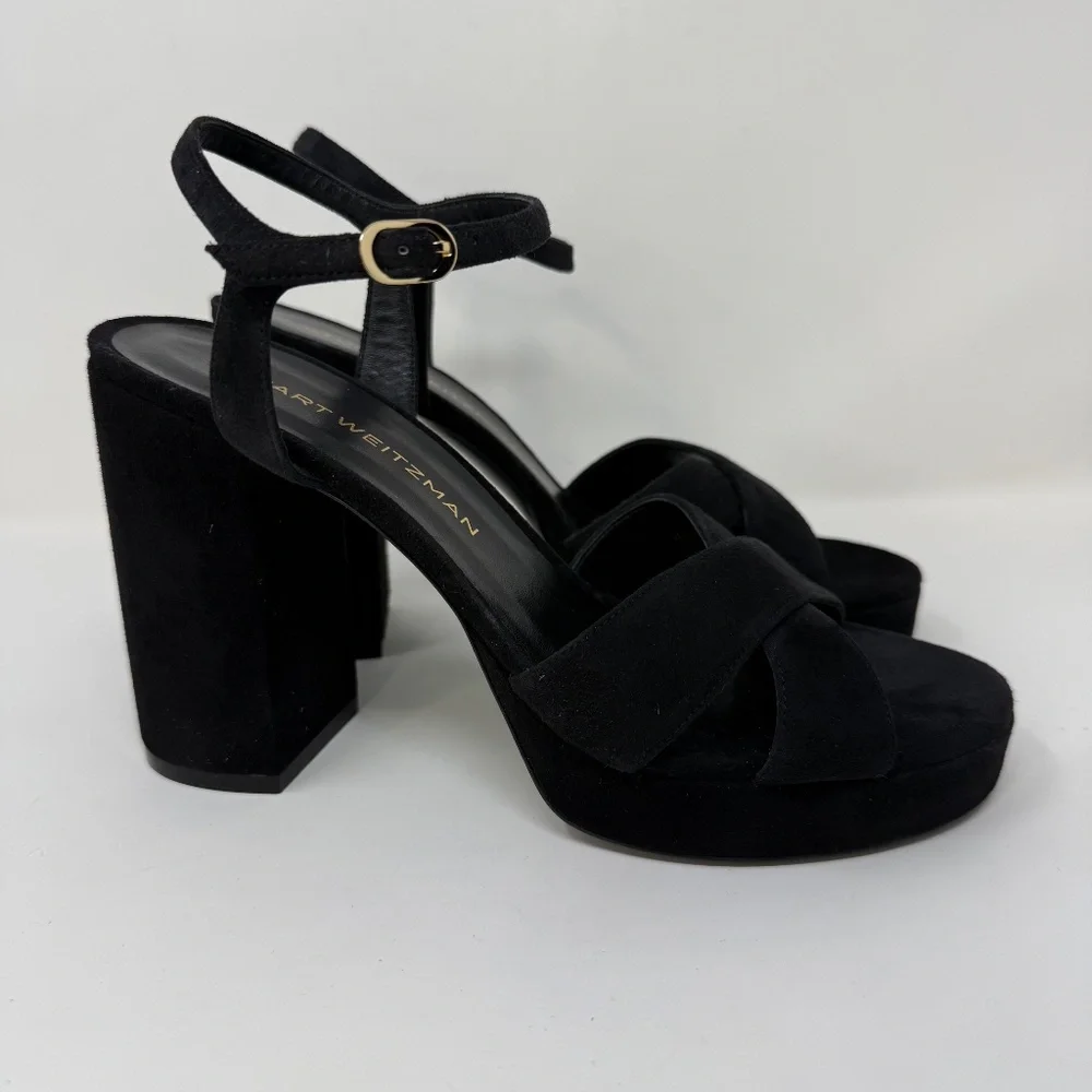 New Stuart Weitzman Dayna Suede Crisscross Platform Sandals Sz US 10